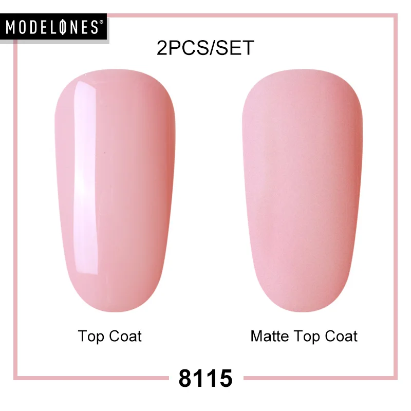 8115 MATTE TOP COAT Modelones, 2 шт./лот, Матовый верхний слой, набор гель-лаков для ногтей, сделай сам, матовый эффект, светодиодный Гель-лак для ногтей, наборы, Полупостоянный УФ-Гибридный гель - Цвет: 8115 MATTE TOP COAT
