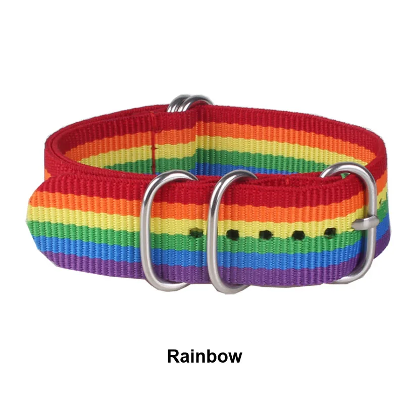 Buy 2 get 10% off) 18mm Rainbow cambo Stripe Sports Zulu fabric Nylon watchband Watch Strap 5 Rings Bands Buckle belt 18 mm | Наручные