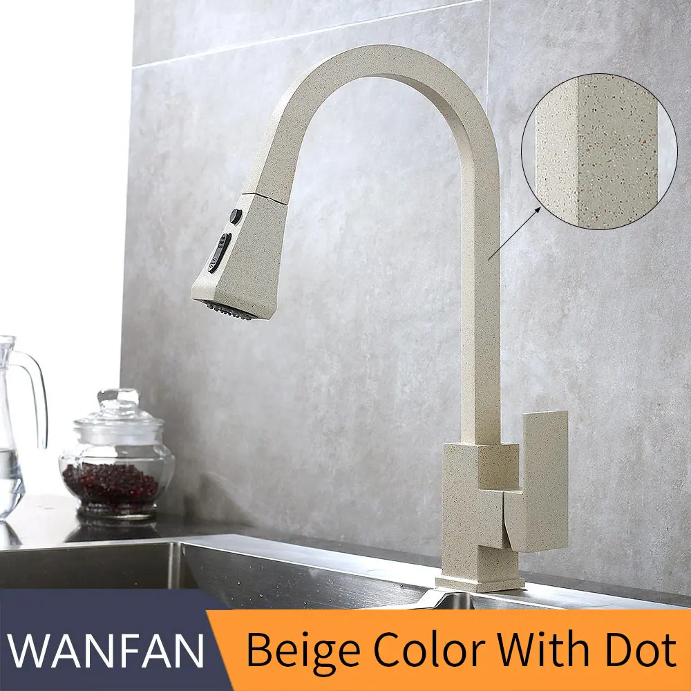 Beige color with dot Смесители для кухни серебристые с одной ручкой выдвижной кухонный кран с одним отверстием поворотный кран с ручкой 360 градусов смеситель для воды смеситель 866399R - Цвет: Beige color with dot
