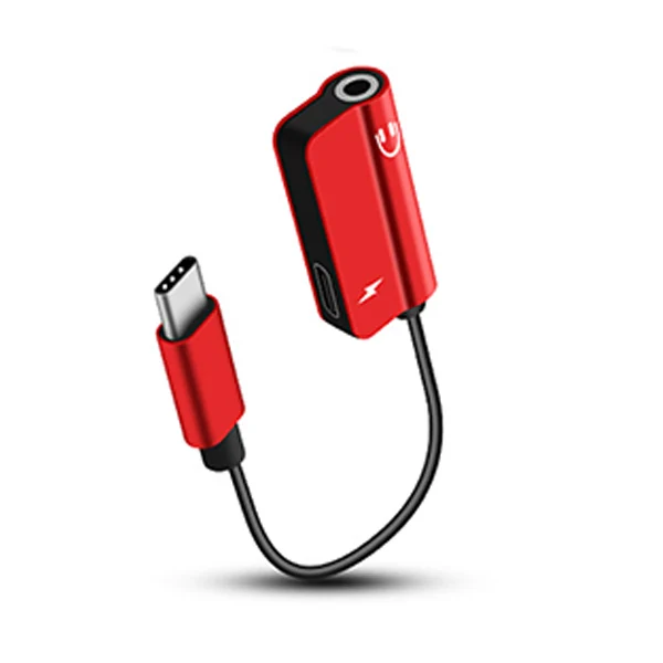 Красный ACCEZZ 2 в 1 usb type C быстрое зарядное устройство 3,5 мм адаптер для Xiaomi Mi 6 huawei mate 10 Pro разъем для наушников аудио и зарядный разветвитель - Цвет: Красный
