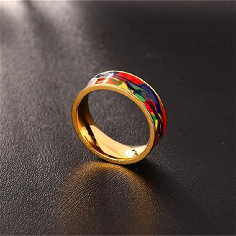 CC винтажные кольца из нержавеющей стали для мужчин и женщин абстрактная картина