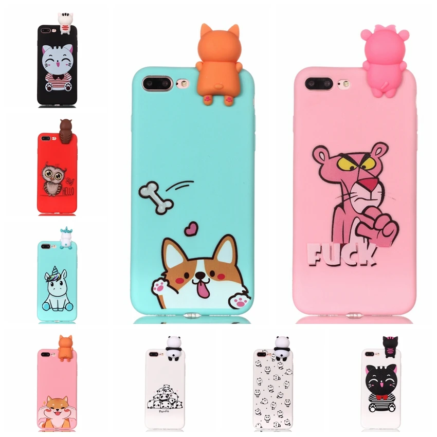 For Coque iPhone 8 Plus Case 3D Cartoon Toy Owl Panda Unicorn Cat Soft Silicon Back Cover |