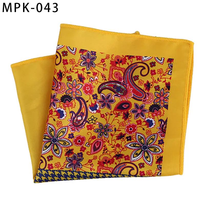 MPK-43 YISHLINE отличительный мужской модный мужской Карманный платок квадратный модный принт большой мужской Цветочный горошек мужской нагрудный платок для мужского костюма - Цвет: MPK-43