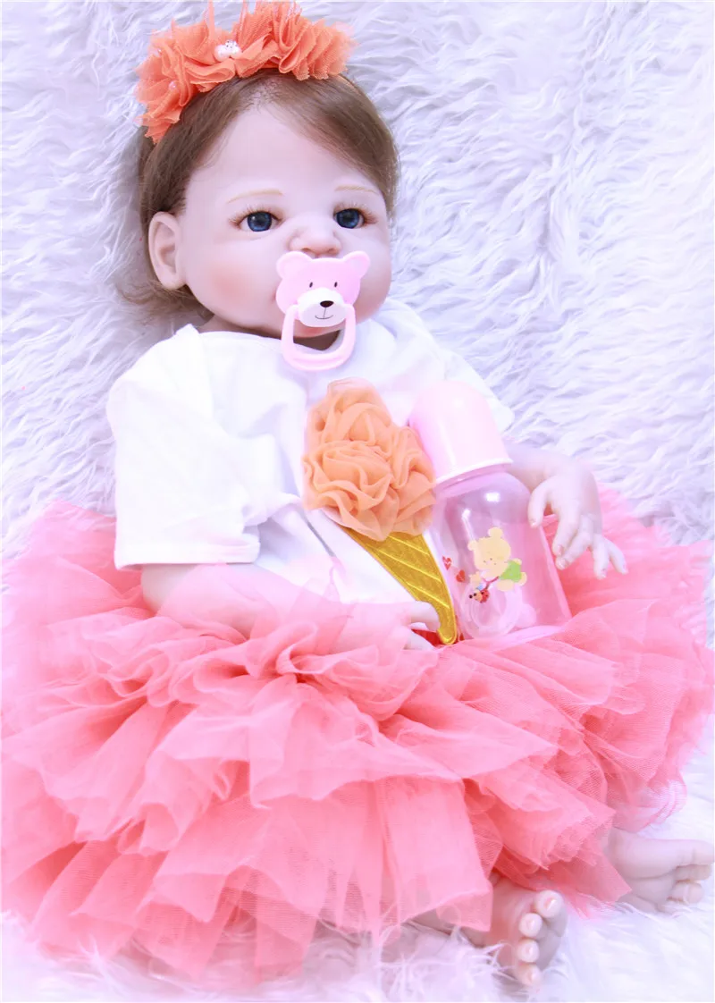 55 см полный Силиконовый Reborn Baby Doll игрушка Реалистичная 22 дюймов Кукла младенец
