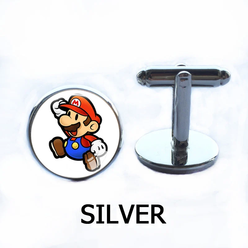 Super Mario Bros Nintendo серебряные запонки гриб рубашка мужчины bouton манжетой мужчины groomsmen свадебные подарки близнецы - Окраска металла: 14