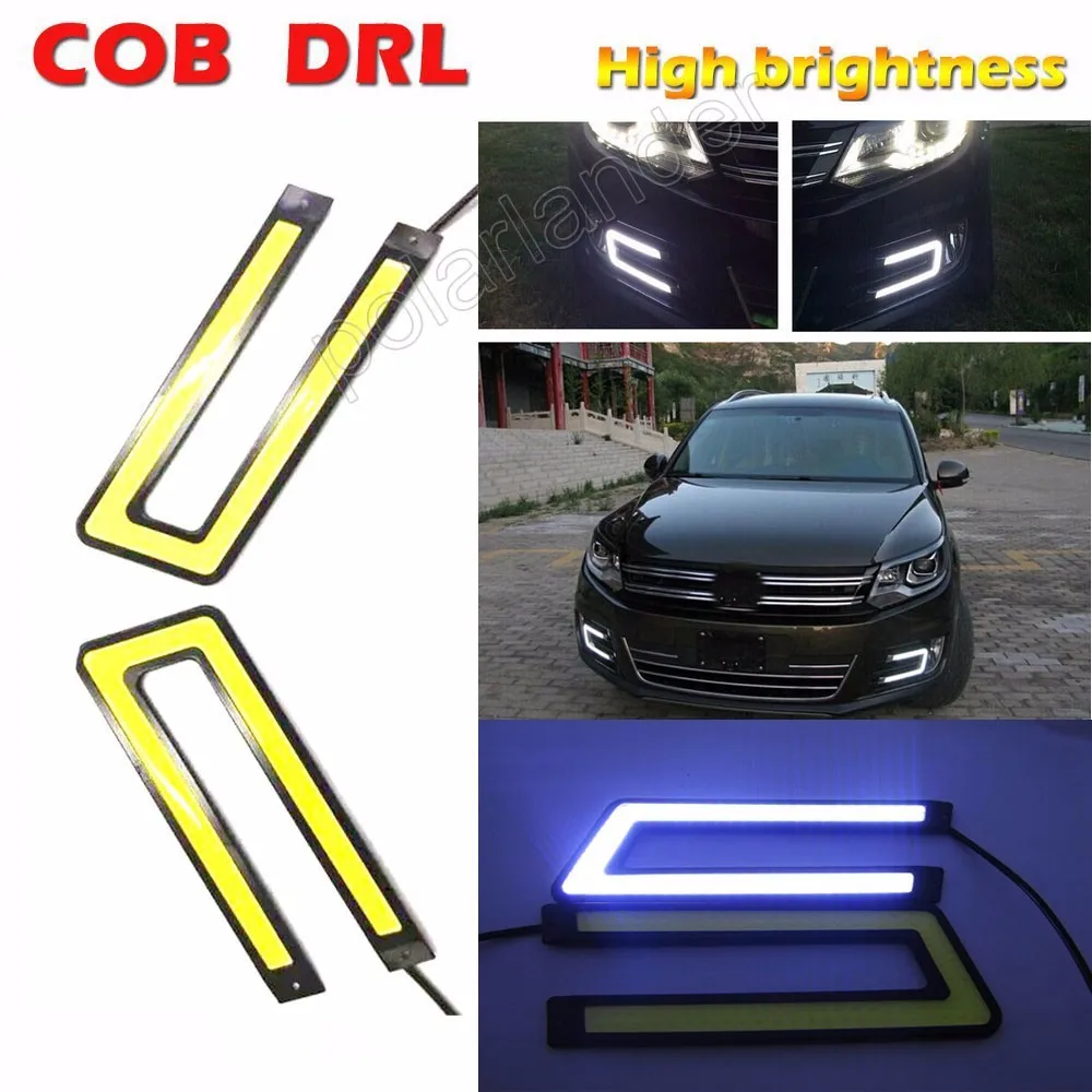 2pcs White COB LED car Daytime Running Driving Light Headlight headlamp U Shape Free Shipping | Автомобили и мотоциклы