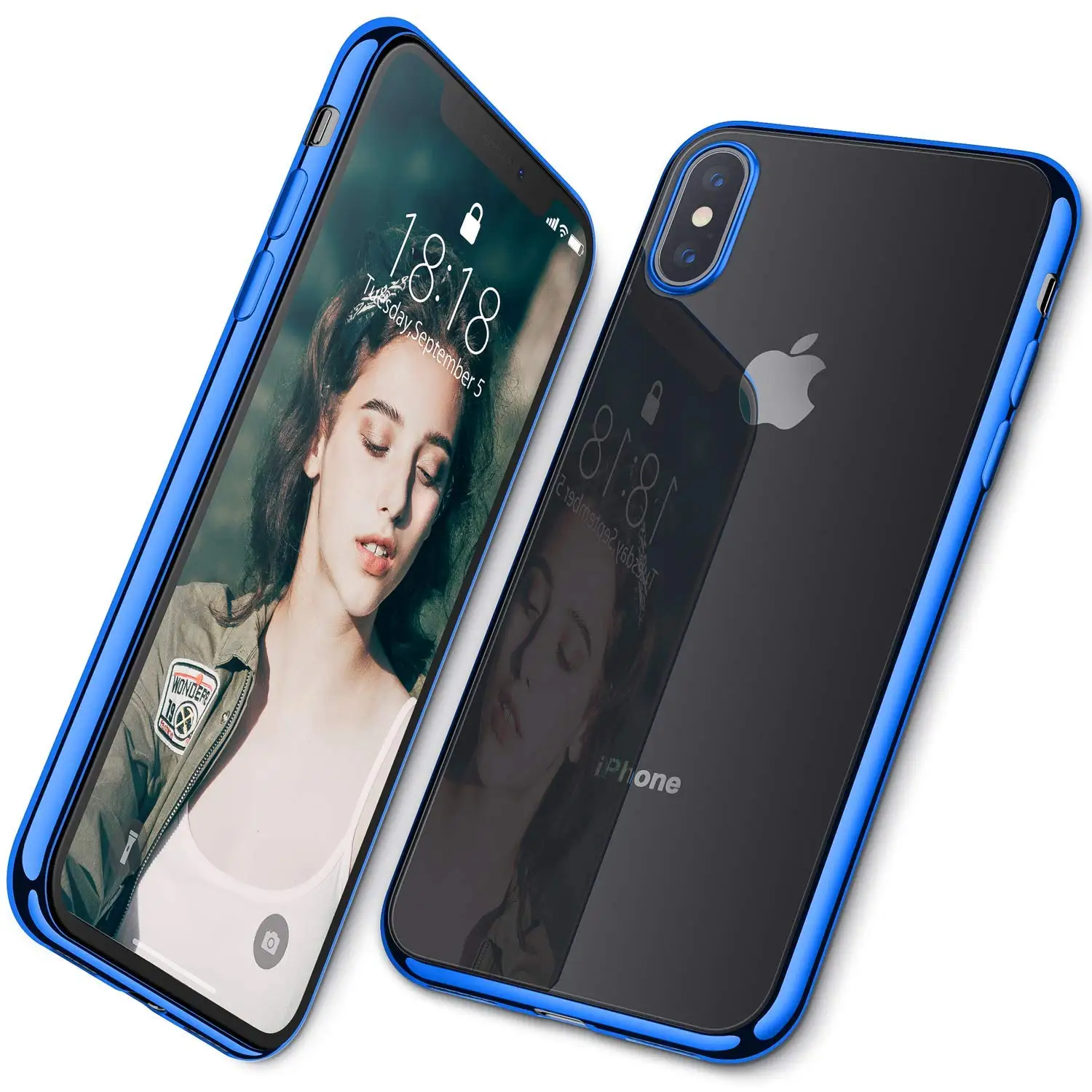 Синий Для iPhone XS Max XS XR чехол, WEFOR ультра тонкий прозрачный мягкий Премиум гибкий хромированный бампер прозрачный ТПУ задняя крышка - Цвет: Синий