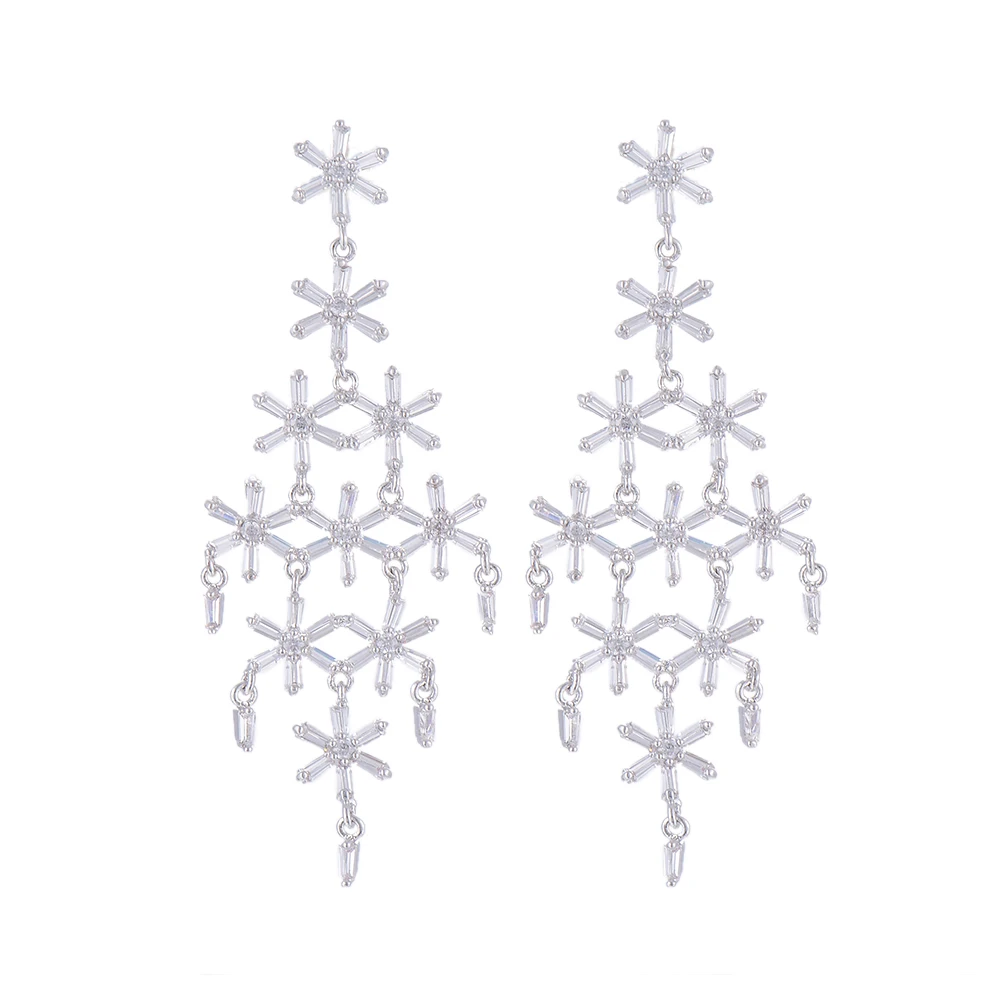 

SisCathy 2019 Hot Full Cubic Zirconia Earrings For Women Elegant Romantic Big Pendant Dangle Drop Earrings Party Jewelry