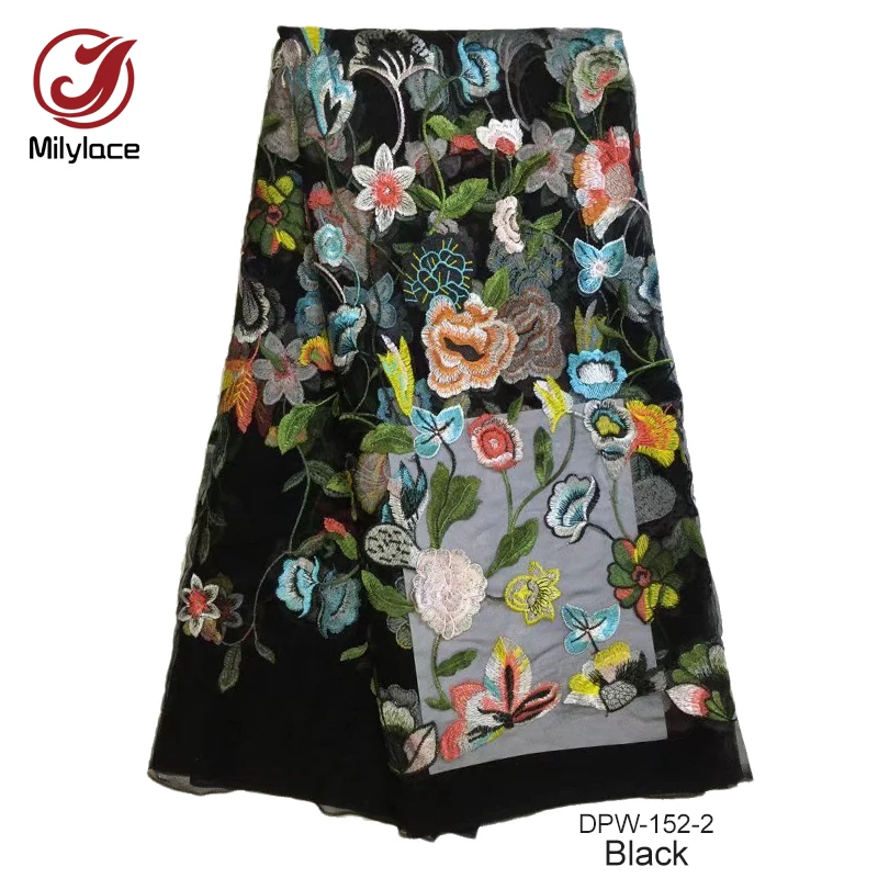 New coming african lace fabric multi color design embroidery tulle wholesale nigerian for party DPW-152 | Дом и сад