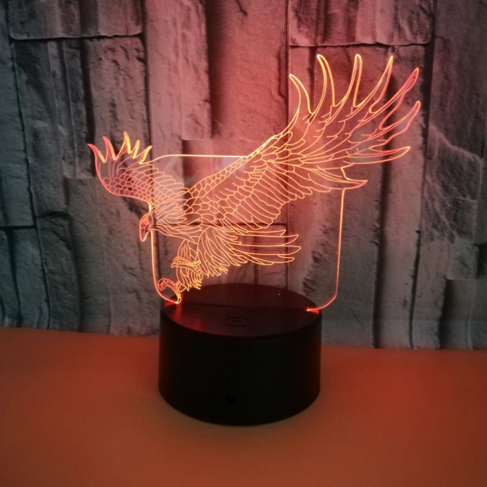 3D LED Орел ночник в форме животного USB прикроватная Спальня настольная лампа