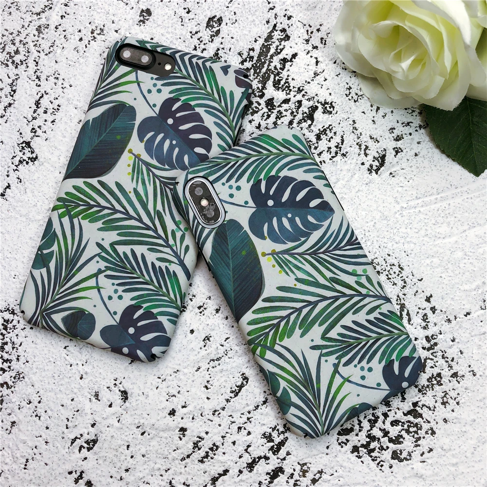 Summer Green Leaf For IPhone 6s Cases Black Line Geometric Texture Phone Bags 6 6plus 6splus Hard PC Back Cover |