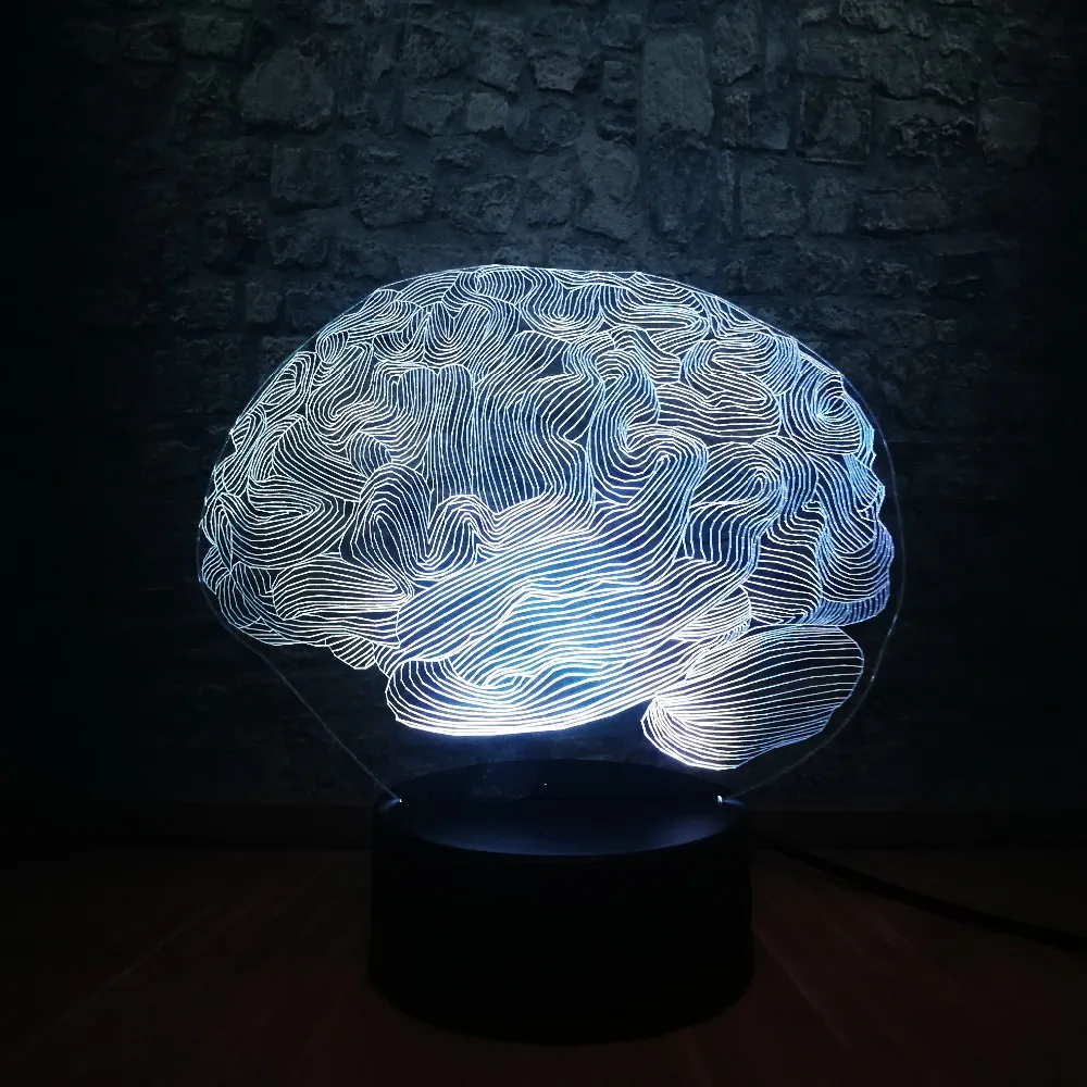 Инновационный осветительный прибор Прохладный головного мозга 3D светодиодный светильник ночник многоцветный RGB градиент доктор дома декоративные на день рождения, рождественский подарок