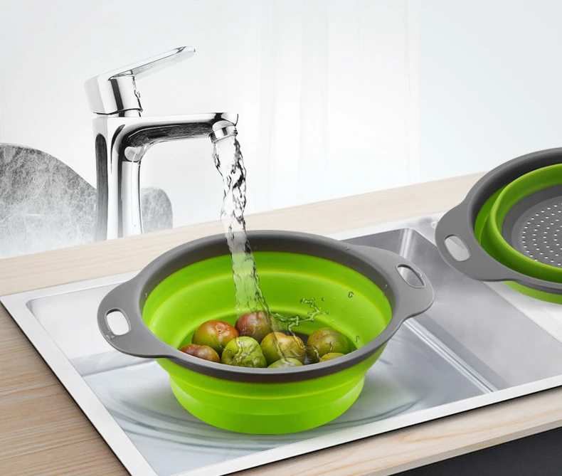 Складная Силиконовая дуршлаг корзина для мытья овощей и фруктов ситечко Сушилка