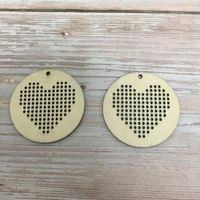 set of 20 pcs cross stitch pendant circle with heart 50mmx50mm
