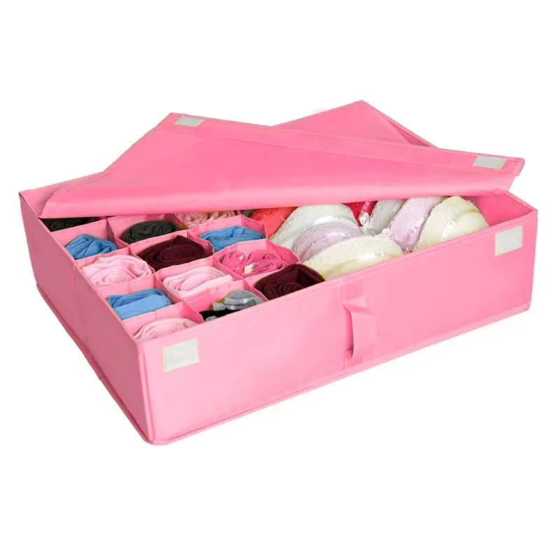 Pink with cover LASPERAL 4 шт. ящики для хранения галстуков, носков, шорт, бюстгальтеров, нижнего белья, разделитель ящика, Ropa Interior Organizador с крышкой, органайзер для шкафа - Цвет: Pink with cover