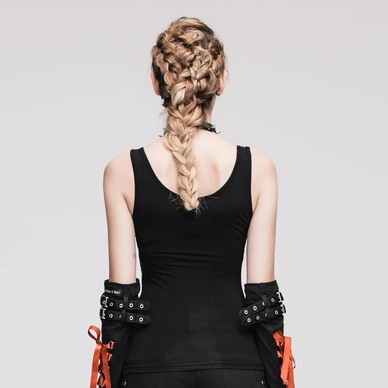 Модные женские майки Devil в стиле панк готика без рукавов черные сексуальные