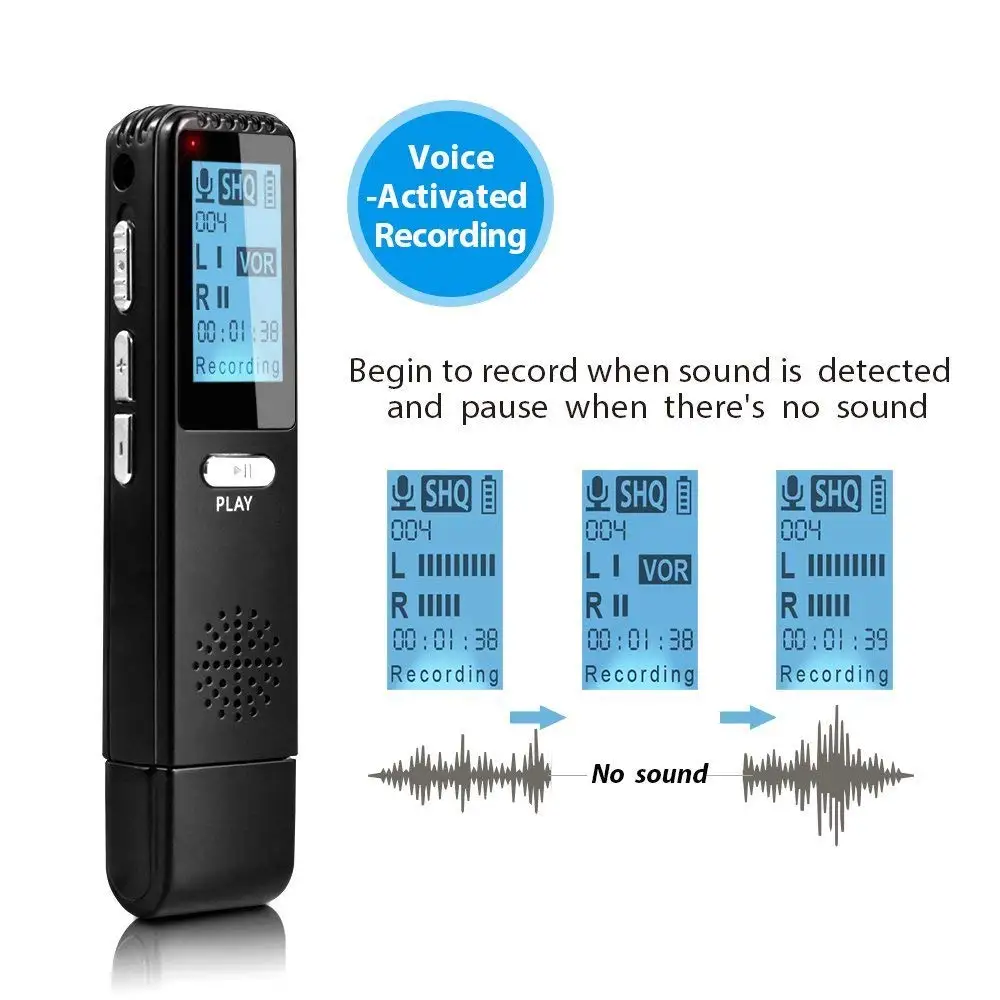 Vandlion 8G 16G Мини цифровой Аудио Диктофон стерео MP3 музыкальный плеер черный