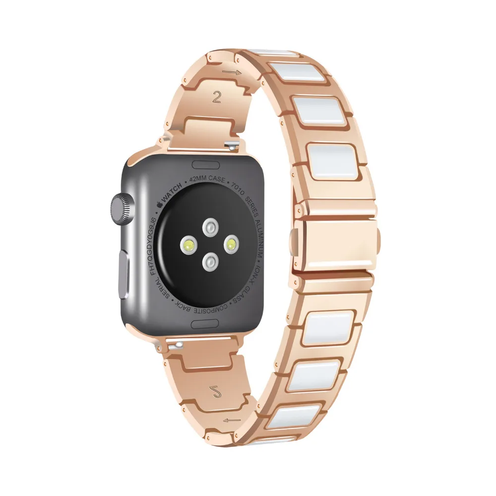 Браслет с квадратным звеном для apple watch Ceramc ремешок из нержавеющей стали 42 мм/38 мм