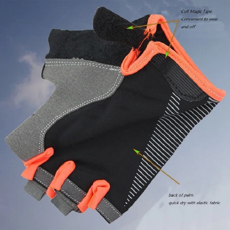 Women Men Half Finger Silica Gel Gym Fitness Body Building Weight Lifting Motorbike Gloves Elastic Cycling Sports |