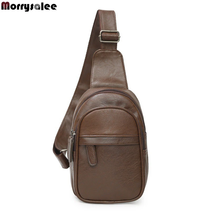 

Chest Bag Messenger Bag Crossbody Bags Casual Men's PU Leather Pack Waterproof Motorcycle Sling for Men Solid Bag Fashion Single
