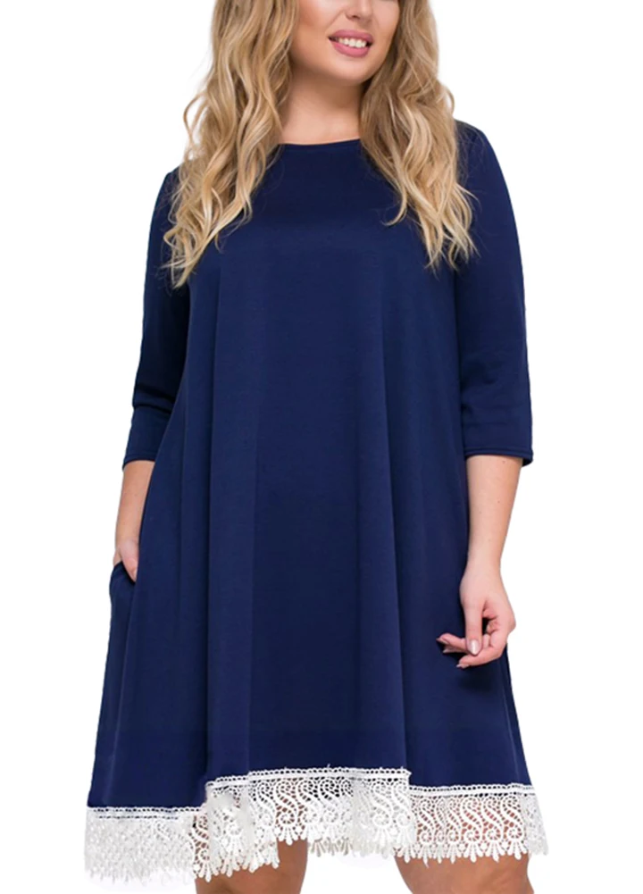 Romacci плюс платья для женщин 4xl 5xl 6xl кружевное платье с О образным вырезом и 3/4