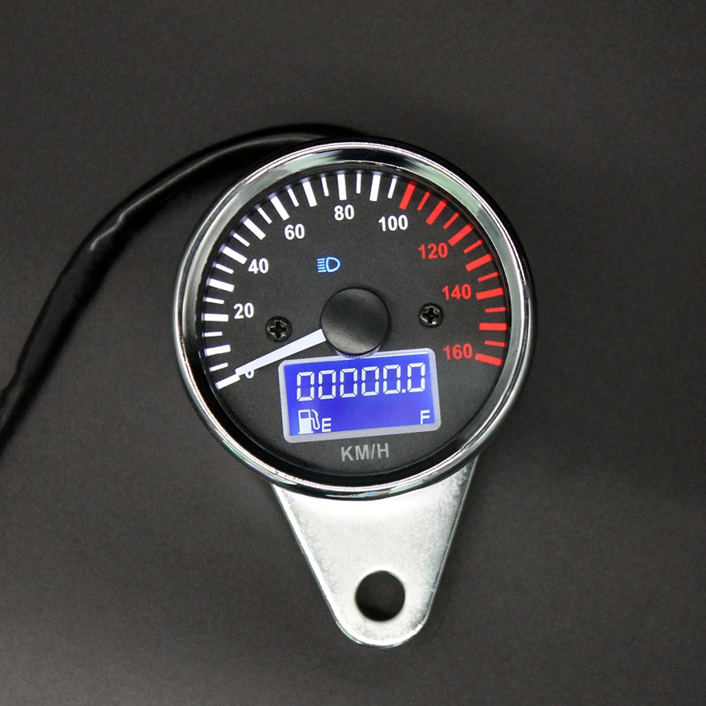 12V мотоцикл хром светодиодный Спидометр Тахометр одометр спидометр