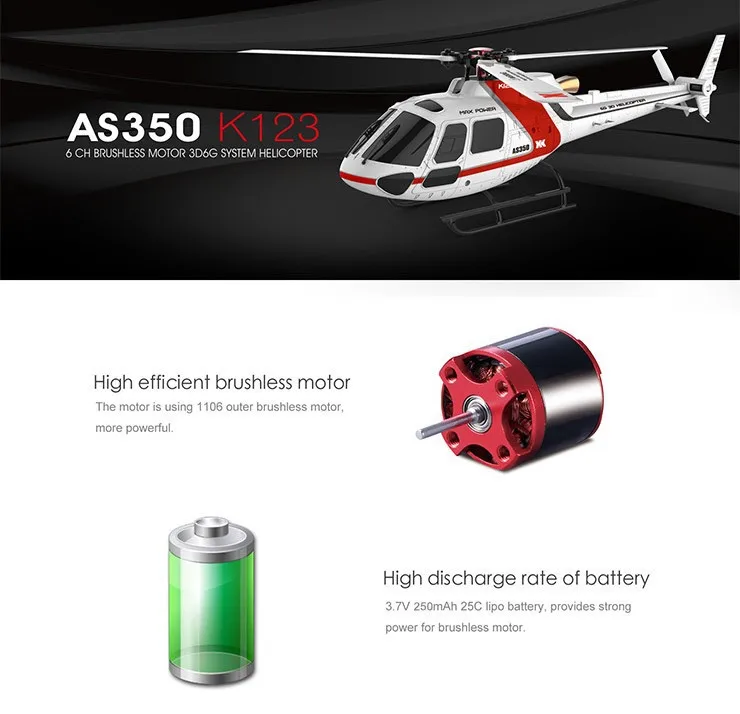 RC XK K123 2,4 ГГц 6CH с бесщеточным двигателем с 3-мя лезвиями вертолет RTF версия с 3D и 6G Системы вертолет