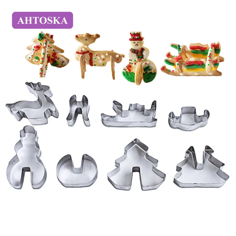 AHTOSKA 8 Шт./компл. 3D Рождество Стереоскопического Печенья Торта Плесень Нержавеюще Стали Инструменты Для Выпечки И Приготовления Десерта