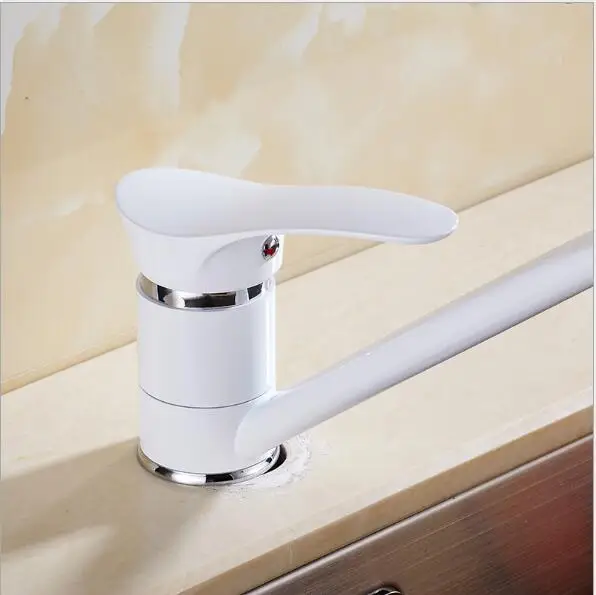 

Free Shipping Kitchen Faucet Sink Brass Mixer Tap Swivel Single Handle Sink Faucet Kitchen Mixer White Water Faucet