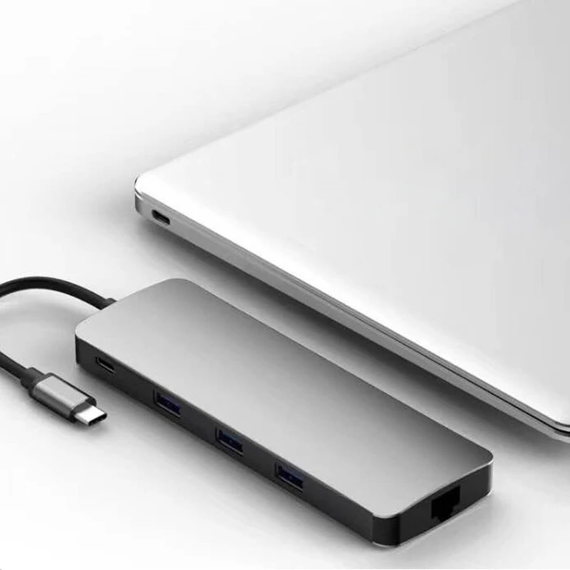 Type C в концентратор + Hdmi Vga Rj45 (зарядка данные) Sd/Tf одновременное считывание карт 3