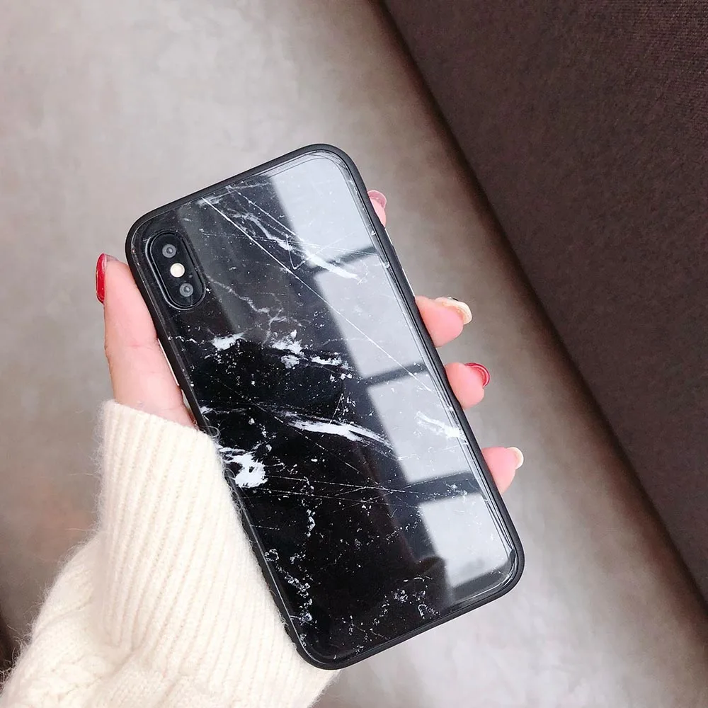 Eqvvol Marble Tempered Glass Phone Case For Apple iPhone X 8 7 6 6s Plus All inclusive soft Edge Cover 10 Coque | Мобильные телефоны