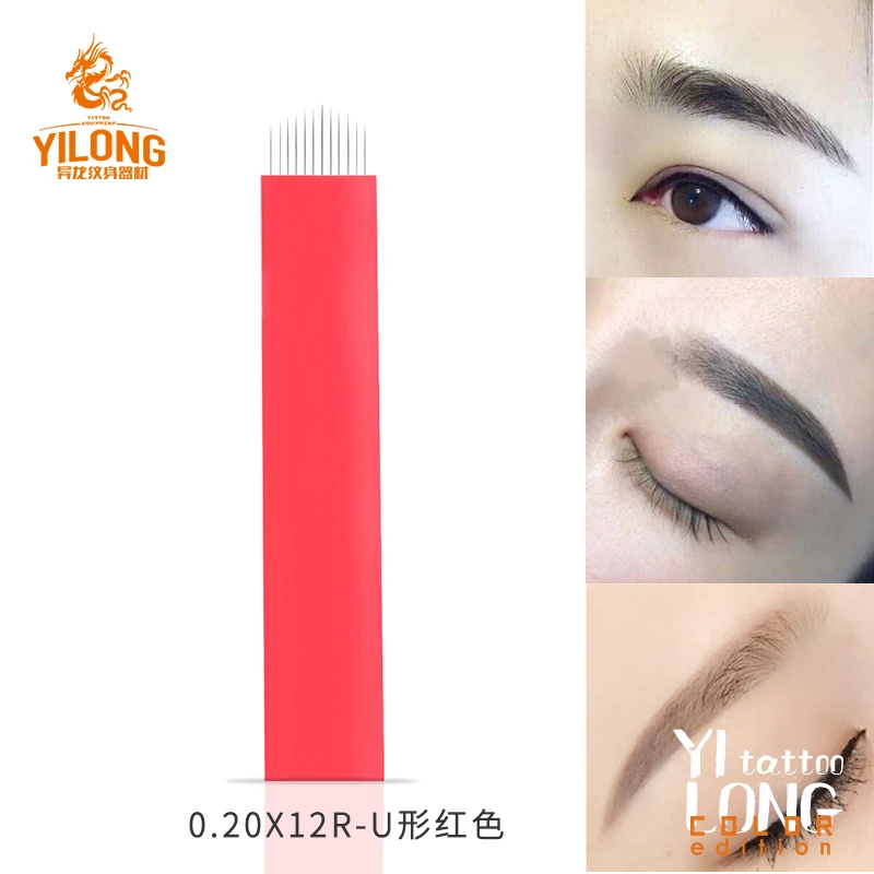 50 шт. 12 14 16 18 21U шпильки 0,2 м Microblading Naalden Permenent Make-Up тату Naald Lamina Agulhas Tebori Blad voor Handmatige