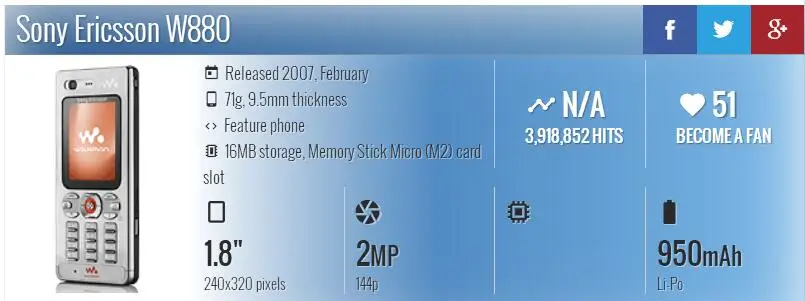 sony Ericsson W880 разблокированный GSM одноядерный 1,8 дюймов 2MP Bluetooth Mp3 плеер Восстановленный мобильный телефон