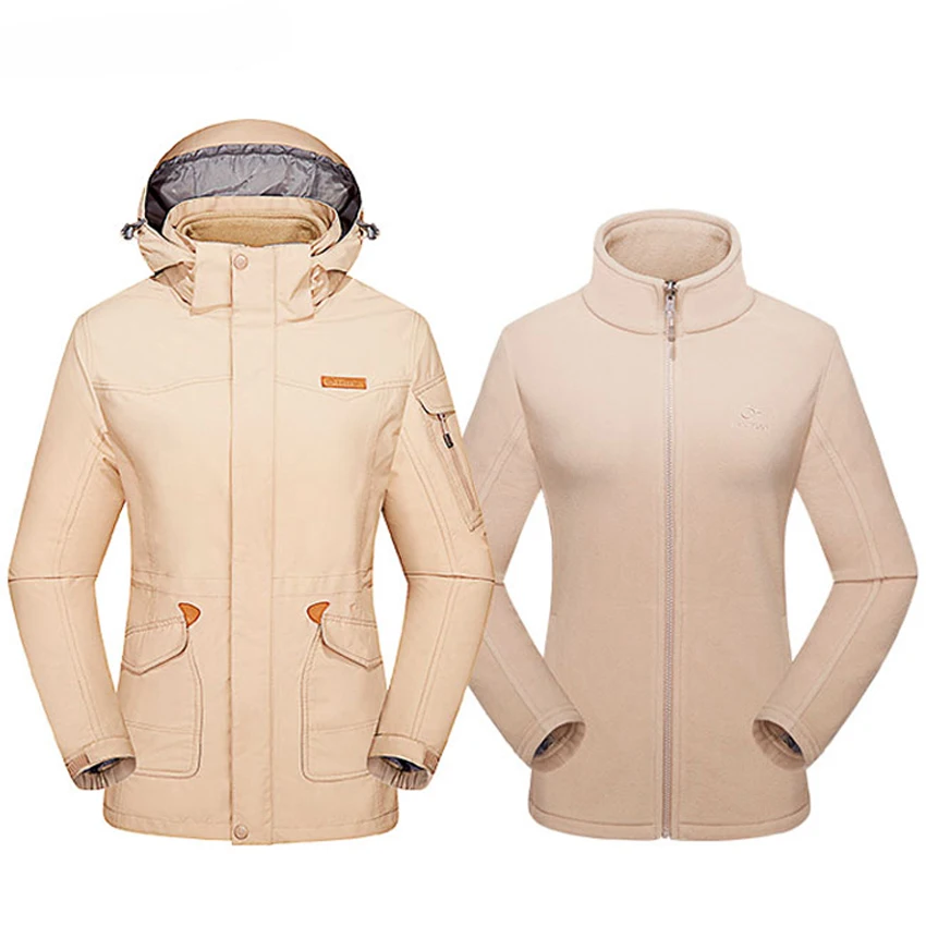 Новинка женская зимняя теплая флисовая куртка 3 в 1 2 предмета термо ветровка для