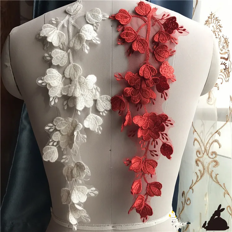 2pairs manual flower embroidery patch applique for Bridal wedding dress sewing fabric accessories clothing decoration | Дом и сад