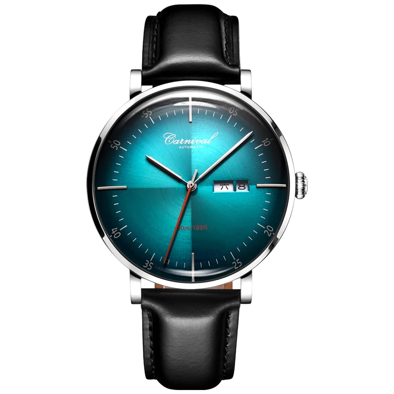 Carnival Automatic Mechanical Watch Men Leather Strap Mens Watches Top Brand Luxury Waterproof Wristwatches montre homme 8894G | Наручные