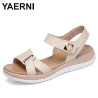 yaerni new summer womens sandals leather sandals female size leather sandals open toe fish mouth casual shoes slippers footwear