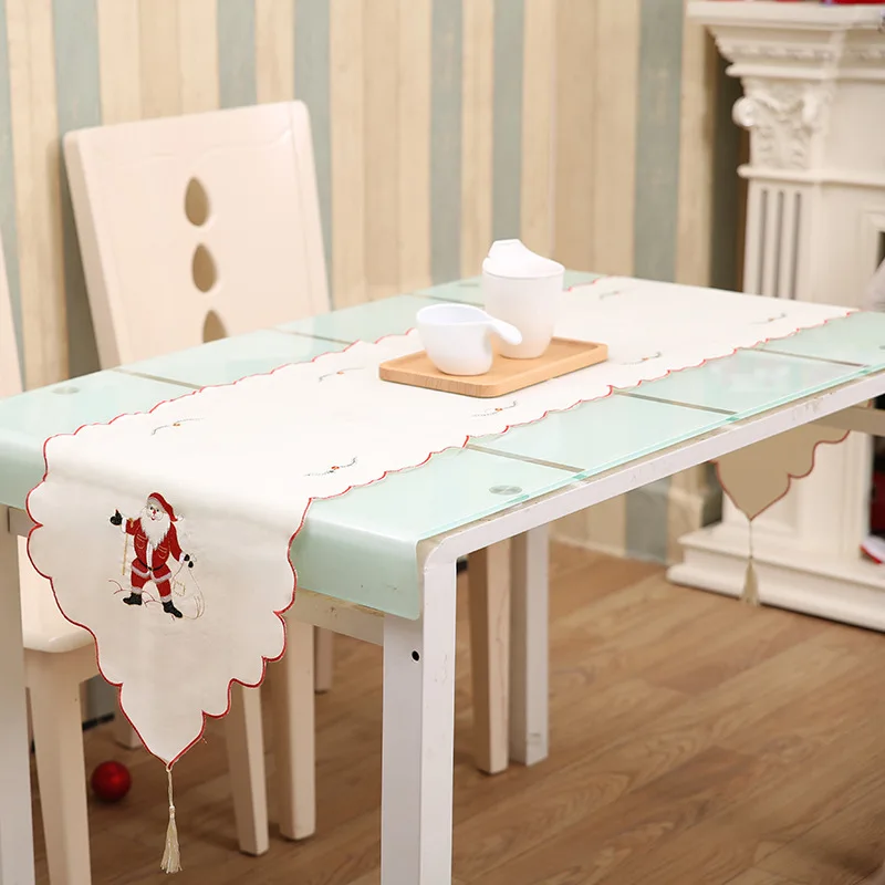 

New Year Christmas table runner 40*170 cm Continental embroidery table Xmas Santa table runner flag birthday Party Santa AB249