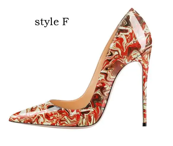style F Carollabelly/стильные женские туфли-лодочки; элегантные туфли-лодочки с острым носком на тонком каблуке с ручной печатью; женская обувь размера плюс 4-14 - Цвет: style F