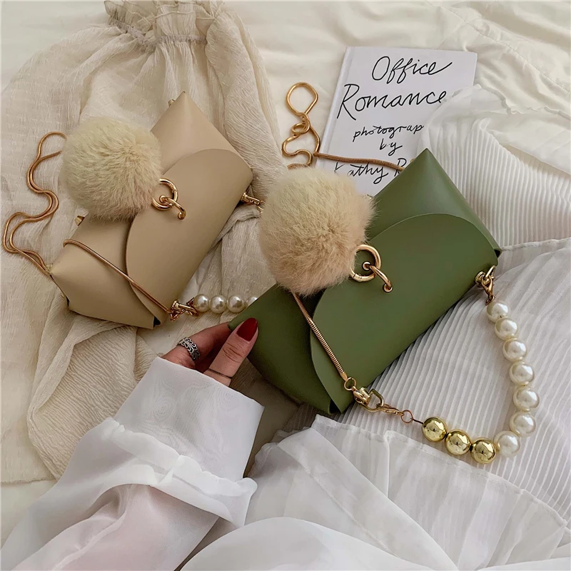 2019 fashion simple shell bag packaging designer handbag high quality PU leather pearl single shoulder diagonal straddle qq537 | Багаж и