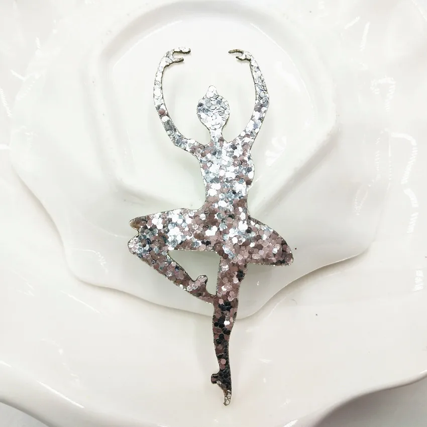silver 8 шт., 3,5x7,5 см, блестящие радужные балетные аппликации для девочек, детские аксессуары для волос, швейные принадлежности "сделай сам" - Цвет: silver
