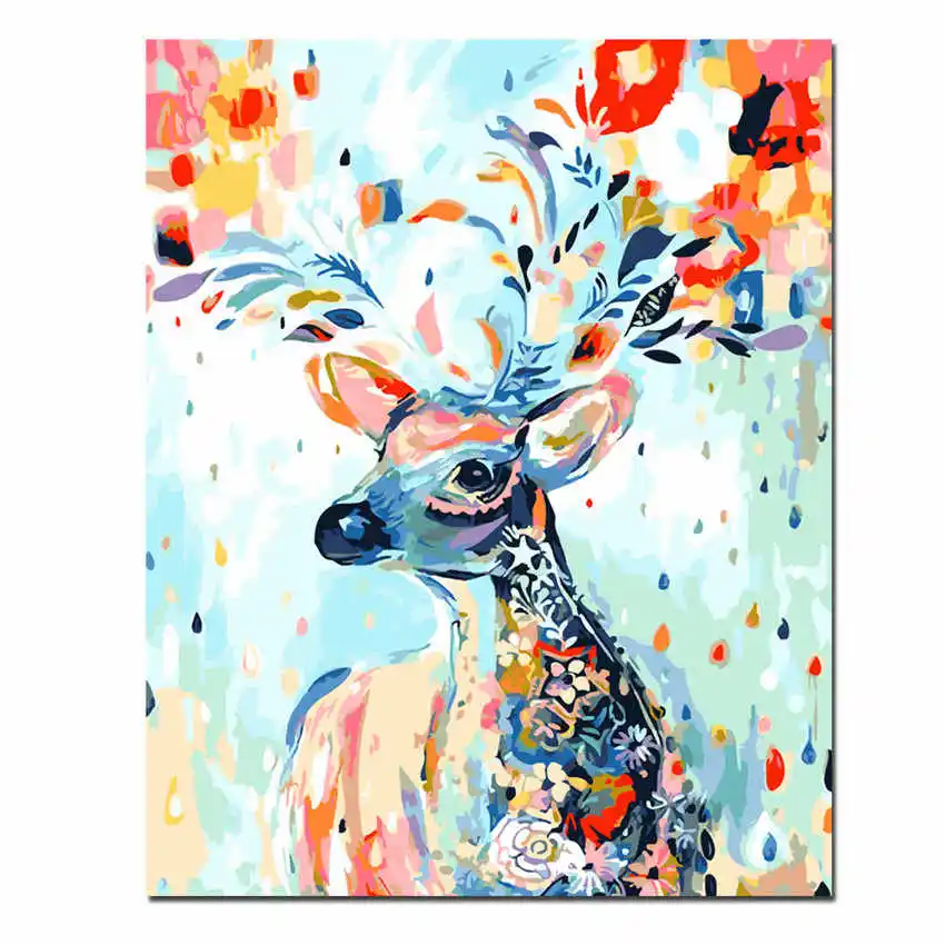 animal painting 1 Милая собака, картина, настенные картины по номерам, сделай сам, лошадь, масло, животное, рисунок по номерам для гостиной, олень, домашний декор, кошка, искусство - Цвет: animal painting 1