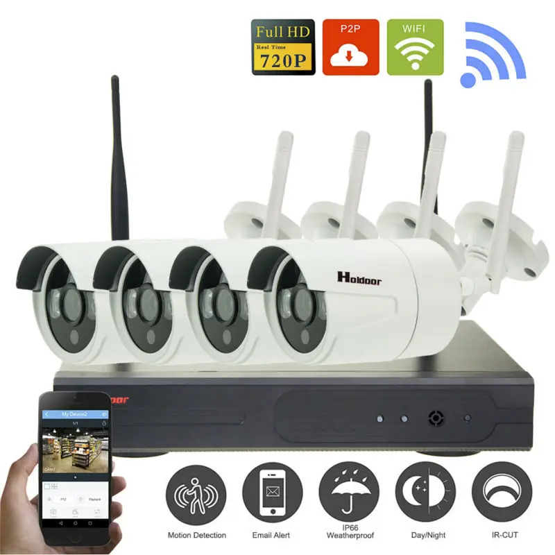 4ch Wi Fi NVR P2P безопасности камер видеонаблюдения Наборы 720 P дома ИК Ночное видение