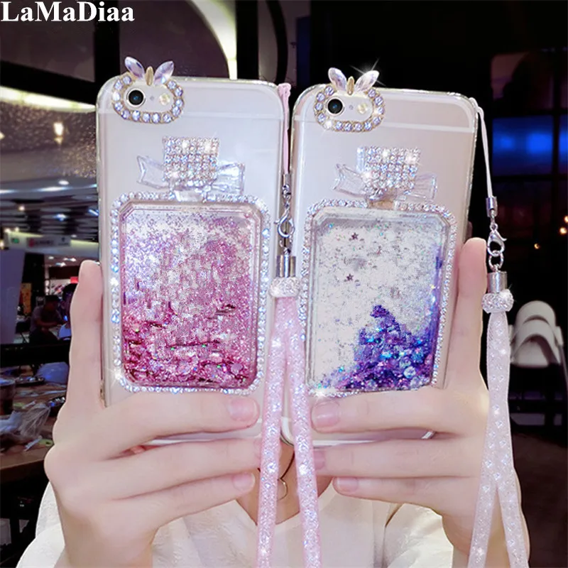 LaMaDiaa для Samsung S6 S7 S8 S9 S10 S20 S21 Plus модные флаконы с сыпучим песком и блестками Note8 9 10 20