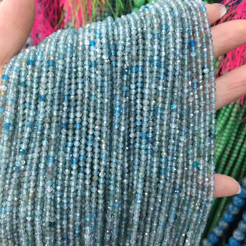 Apatite Маленькие бусины из натурального камня, бусины из натурального граната, апатит 2 мм, разделенные бусины для изготовления ювелирных изделий, ожерелье, браслет своими руками - Цвет: Apatite