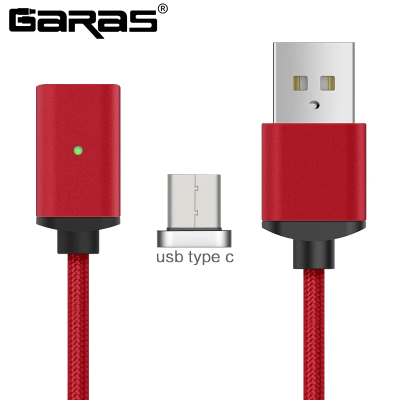 red type c GARAS Магнитный кабель для iphone Micro Тип usb C 3in1 мобильного телефона Магнит кабель быстрой зарядки Магнитная Micro USB Кабель-адаптер - Цвет: red type c