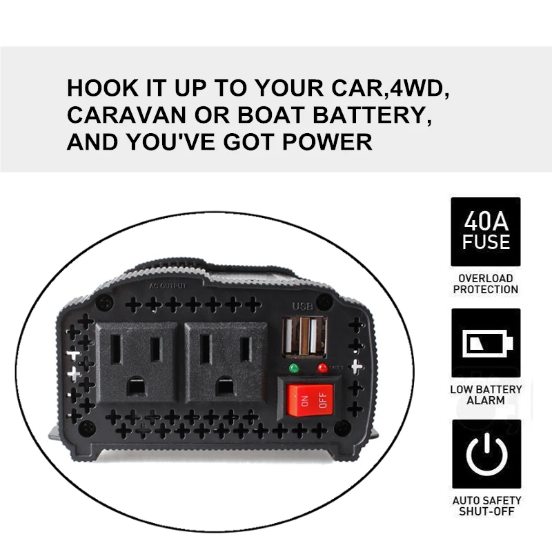 Инвертор 12V 110V 2000W пики Авто модифицированная Синусоидальная волна 1000W