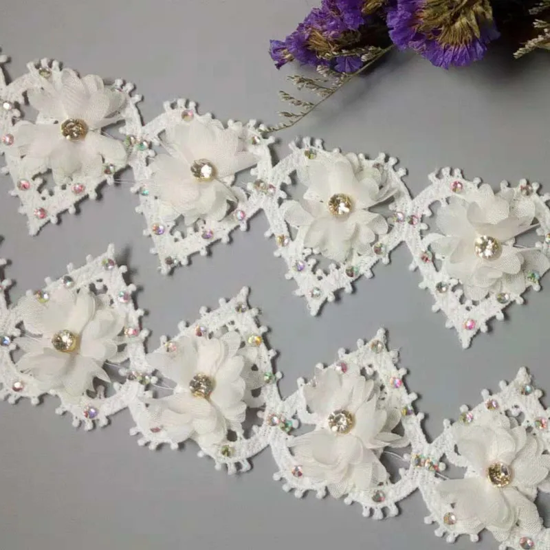 2 ярда шифоновая ткань в форме сердца цветов бриллиантов страз африканская