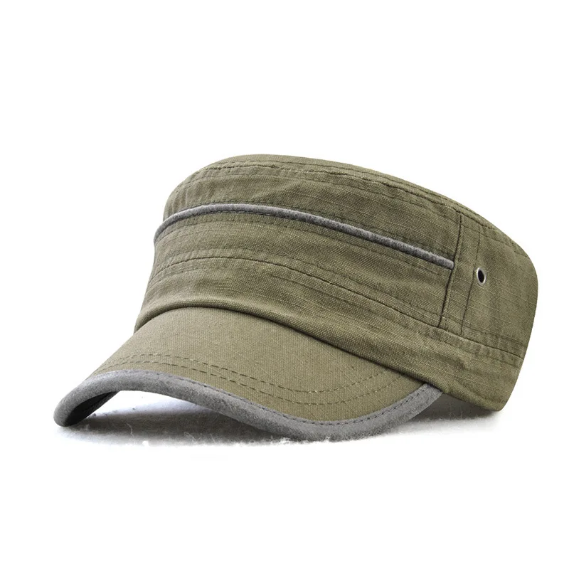 Army green Wuaumx, повседневные мужские шапки в стиле милитари унисекс, хлопок, летняя кепка в стиле милитари с плоским верхом для женщин, армейская Кепка, одноцветная Кепка в стиле милитари - Цвет: Army green