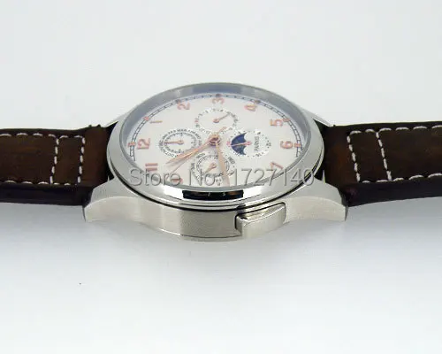 44 мм Parnis с белым циферблатом Automaitc Chronometer multi-funtion мужские часы мира 248B | Наручные